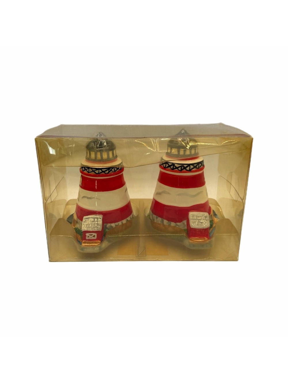 Vintage Red + White Novelty Ceramic Salt & Pepper Shaker Set – New in Box
